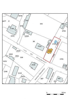 Plan-masse et de situation, extrait du plan cadastral (2021). © Région Bourgogne-Franche-Comté, Inventaire du patrimoine