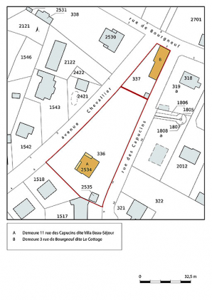 Plan-masse et de situation, extrait du plan cadastral (2021). © Région Bourgogne-Franche-Comté, Inventaire du patrimoine