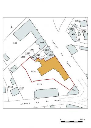 Plan-masse et de situation, extrait du plan cadastral (2021). © Région Bourgogne-Franche-Comté, Inventaire du patrimoine