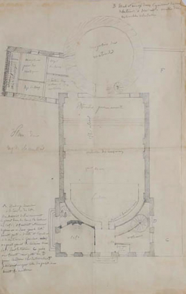 [N° 3. 3e projet par Flamand, sans café, d'après Armand Bruzard]. Plan du rez de chaussée. S.d. [1843 ?]. © Région Bourgogne-Franche-Comté, Inventaire du patrimoine