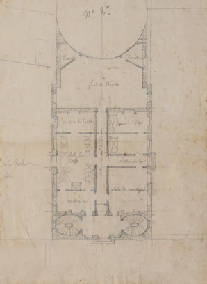 N° 2. 2e projet pour la construction d'un théâtre. [Plan au rez-de-chaussée]. Par Flamand. S.d. [1843 ?]. © Région Bourgogne-Franche-Comté, Inventaire du patrimoine