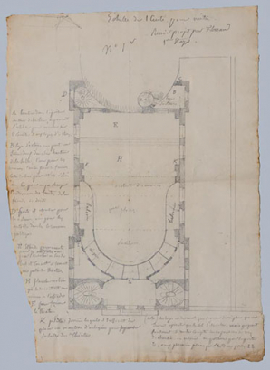 N° 1. Premier projet par Flamand. 1er étage. S.d. [1843 ?]. © Région Bourgogne-Franche-Comté, Inventaire du patrimoine