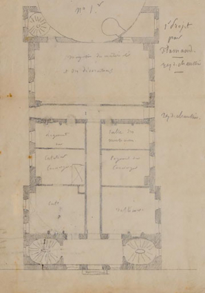 N° 1. Premier projet par Flamand. Rez-de-chaussée. S.d. [1843 ?]. © Région Bourgogne-Franche-Comté, Inventaire du patrimoine