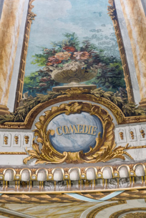 Plafond : inscription Comédie. © Région Bourgogne-Franche-Comté, Inventaire du patrimoine