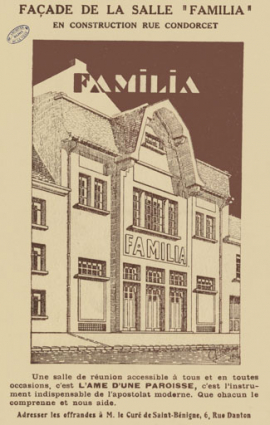 Façade de la salle "Familia" en construction rue Condorcet. S.d. [1934 ?]. © Région Bourgogne-Franche-Comté, Inventaire du patrimoine