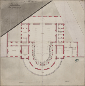 Ville de Dijon. Plan des premières loges et partie des secondes [Variante du 3e projet de Cellerier à l'emplacement du couvent des jacobines]. S.d. [1787]. © Région Bourgogne-Franche-Comté, Inventaire du patrimoine