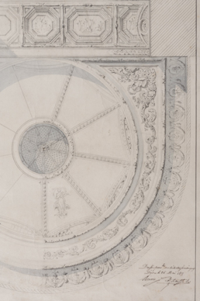 Ville de Dijon. Restauration du théâtre. Plan du plafond [détail]. 28 mai 1855. © Région Bourgogne-Franche-Comté, Inventaire du patrimoine