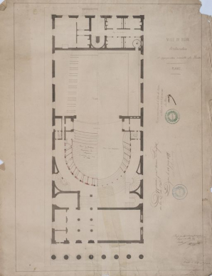 Ville de Dijon. Restauration et appropriation nouvelle du théâtre. Plans. 28 mai 1855. © Région Bourgogne-Franche-Comté, Inventaire du patrimoine