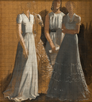 Esquisse pour la peinture côté jardin : groupe de chanteuses. © Région Bourgogne-Franche-Comté, Inventaire du patrimoine Esquisse pour la peinture côté jardin : groupe de chanteuses. © Région Bourgogne-Franche-Comté, Inventaire du patrimoine