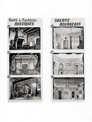 Décors du répertoire Rustiques [et] Salons bourgeois. S.d. [années 1960]. © Région Bourgogne-Franche-Comté, Inventaire du patrimoine