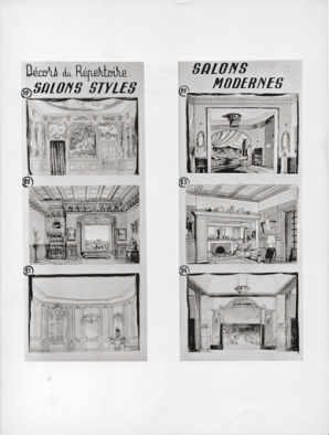 Décors du répertoire Salons style [et] Salons modernes. S.d. [années 1960]. © Région Bourgogne-Franche-Comté, Inventaire du patrimoine