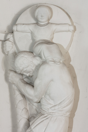 Sculpture : Saint-Christophe. Détail de la partie supérieure.  © Région Bourgogne-Franche-Comté, Inventaire du patrimoine