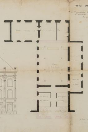 Ville de Cosne. Projet d’appropriation de l’ancien palais de justice et reconstruction de la charpente du comble [plan]. 15 novembre 1860. © Région Bourgogne-Franche-Comté, Inventaire du patrimoine