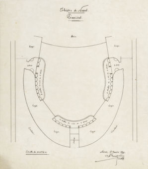 Théâtre de Nevers [implantation des loges et des sièges]. Premières. 18 janvier 1899. © Région Bourgogne-Franche-Comté, Inventaire du patrimoine