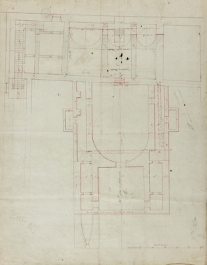 [Projet de salle de spectacle : plans et coupe]. N° 1er Plan des fondements. S.d. [1809 ?]. © Région Bourgogne-Franche-Comté, Inventaire du patrimoine
