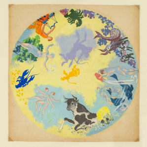 1er tableau : [1B] Essai de mise en couleur du zodiaque. © Région Bourgogne-Franche-Comté, Inventaire du patrimoine