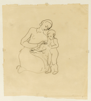 2e tableau : [1C] Mère et enfant. © Région Bourgogne-Franche-Comté, Inventaire du patrimoine