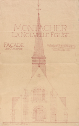 Élévation de la façade antérieure, 1950. © Région Bourgogne-Franche-Comté, Inventaire du patrimoine Élévation de la façade antérieure, 1950. © Région Bourgogne-Franche-Comté, Inventaire du patrimoine