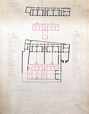 Projet d'extension de la prison (plans du rez-de-chaussée et du premier étage). 1853. © Archives départementales de Saône-et-Loire Projet d'extension de la prison (plans du rez-de-chaussée et du premier étage). 1853. © Archives départementales de Saône-et-Loire