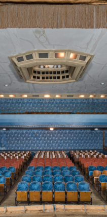 La salle, depuis la scène (vue verticale). © Région Bourgogne-Franche-Comté, Inventaire du patrimoine
