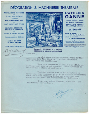 Papier à en-tête de l'Atelier Ganne. 1945. © Région Bourgogne-Franche-Comté, Inventaire du patrimoine