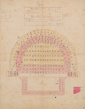 [Plan de répartition des places]. S.d. [limite 19e 20e siècle ?].  © Région Bourgogne-Franche-Comté, Inventaire du patrimoine