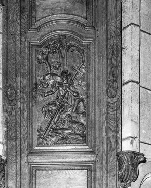 Détail de la cuve : panneau représentant saint Jean-Baptiste. © Région Bourgogne-Franche-Comté, Inventaire du patrimoine