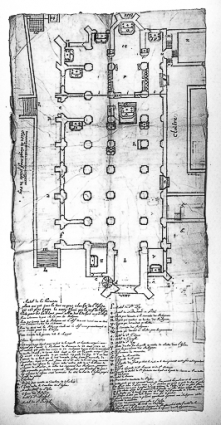 Plan de l'église, vers 1727 © Région Bourgogne-Franche-Comté, Inventaire du patrimoine Plan de l'église, vers 1727 © Région Bourgogne-Franche-Comté, Inventaire du patrimoine