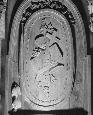 Médaillon du panneau arrondi du premier pan de l'abside. © Région Bourgogne-Franche-Comté, Inventaire du patrimoine