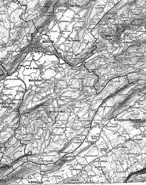 Carte de la localisation des fermes inventoriées. © Région Bourgogne-Franche-Comté, Inventaire du patrimoine