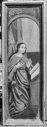 Panneau gauche, recto : Vierge de l'Annonciation. © Région Bourgogne-Franche-Comté, Inventaire du patrimoine