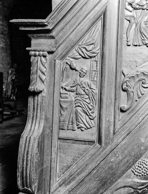 1er panneau de la rampe : saint Grégoire le Grand. © Région Bourgogne-Franche-Comté, Inventaire du patrimoine