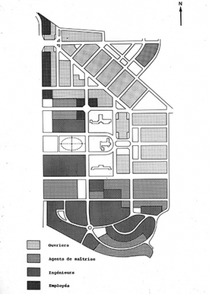 Plan de répartition des catégories socio-professionnelles. © Région Bourgogne-Franche-Comté, Inventaire du patrimoine
