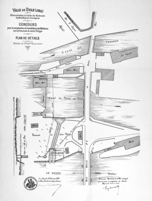 Ville de Dole (Jura). Alimentation [...] Concours pour la construction et l'installation des machines sur la promenade du Jardin Philippe [...]. © Région Bourgogne-Franche-Comté, Inventaire du patrimoine