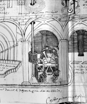 Noria pour l'élévation des eaux douces au puits à Gré. © Région Bourgogne-Franche-Comté, Inventaire du patrimoine