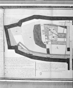 Plan des Souterrains de la grande Saline [... : détail de la partie gauche du dessin]. © Région Bourgogne-Franche-Comté, Inventaire du patrimoine
