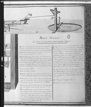 Machines Hidrauliques Qui Elèvent Les Eaux salées et douces du puit à Muÿre [partie droite du dessin et légende]. © Région Bourgogne-Franche-Comté, Inventaire du patrimoine