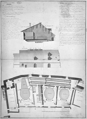 Berne de Martenet à rapporter dans l'emplacement cy devant occupé par les ouvroirs de Comtesse et Chatelin devenûs inutils par l'établissement des étuves. © Région Bourgogne-Franche-Comté, Inventaire du patrimoine