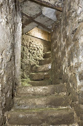 Escalier en pierre (cadrage vertical). © Région Bourgogne-Franche-Comté, Inventaire du patrimoine