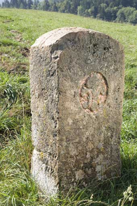 Borne n° 60 : fleur de lys côté France. © Région Bourgogne-Franche-Comté, Inventaire du patrimoine