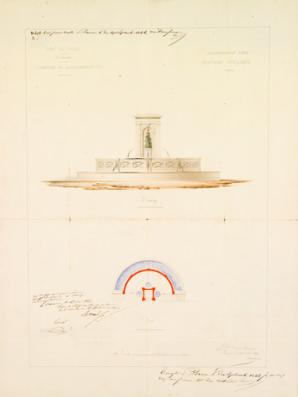 Construction d'une fontaine publique. Elévation. Plan. 1846. © Région Bourgogne-Franche-Comté, Inventaire du patrimoine