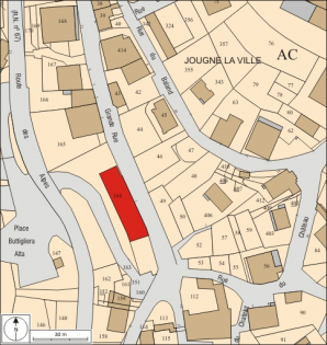 Plan-masse et de situation. Extrait du plan cadastral, 2008, section AC, échelle 1:1 000. © Région Bourgogne-Franche-Comté, Inventaire du patrimoine