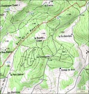 Carte de localisation. Extrait de la carte IGN, échelle 1/12 500. © SCAN 25  IGN - 2008, Licence n° 2008CISE29-68