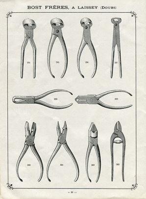 [Tenailles et pinces], catalogue Bost Frères, 1907. © Région Bourgogne-Franche-Comté, Inventaire du patrimoine