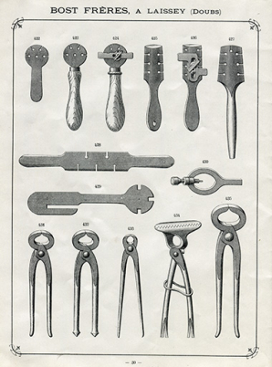 [Tourne-à-gauche, tenailles, etc.], catalogue Bost Frères, 1907. © Région Bourgogne-Franche-Comté, Inventaire du patrimoine