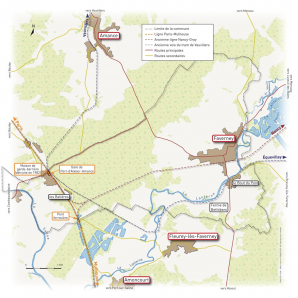 Tracé de la ligne Paris-Mulhouse sur la commune de Faverney. © Région Bourgogne-Franche-Comté, Inventaire du patrimoine Tracé de la ligne Paris-Mulhouse sur la commune de Faverney. © Région Bourgogne-Franche-Comté, Inventaire du patrimoine