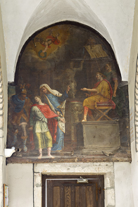 Tableau : saint Pancrace devant l'empereur Dioclétien et refusant de sacrifier aux dieux. © Région Bourgogne-Franche-Comté, Inventaire du patrimoine