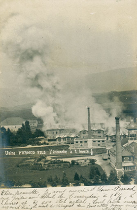 Usine Pernod Fils. Incendie du 11 août 1901. Incendie à 13H30, photographie. © Région Bourgogne-Franche-Comté, Inventaire du patrimoine