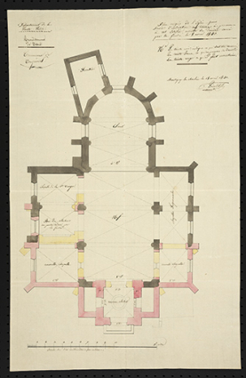 Plan croquis de l'église pour servir d'indication aux travaux à procurer à cet édifice [...] [Plan] 1840. © Région Bourgogne-Franche-Comté, Inventaire du patrimoine