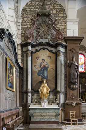 Vue générale de l'autel-retable latéral nord. © Région Bourgogne-Franche-Comté, Inventaire du patrimoine